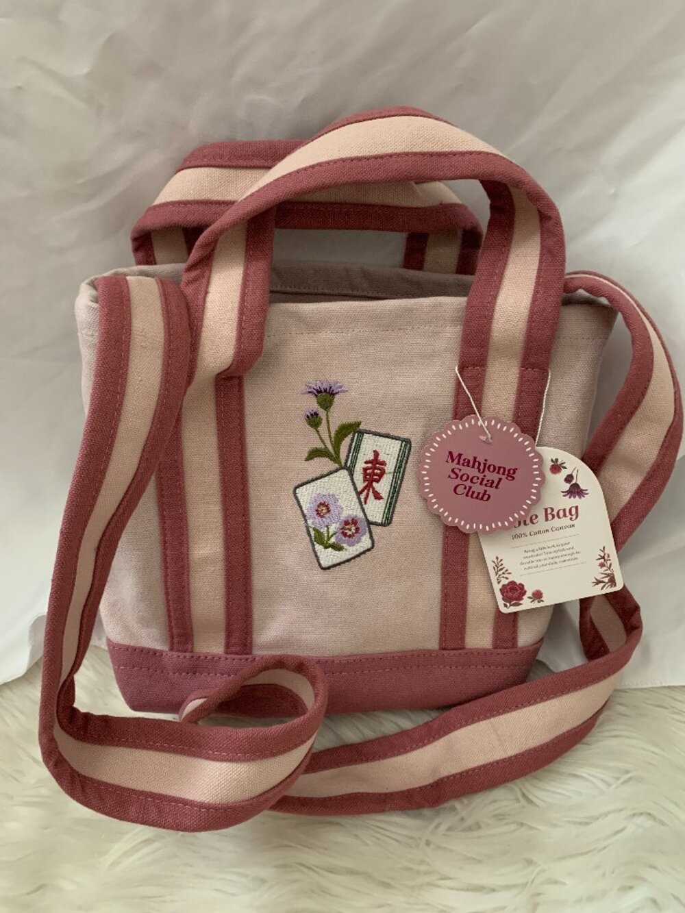MAHJONG SOCIAL CLUB Mahjong Tile Mini Shoulder Tote Bag in Lilac